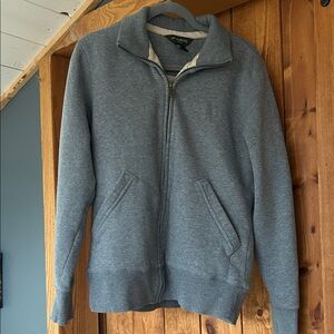Eddie Bauer Gray Full-Zip Sherpa-Lined Sweatshirt Jacket Medium